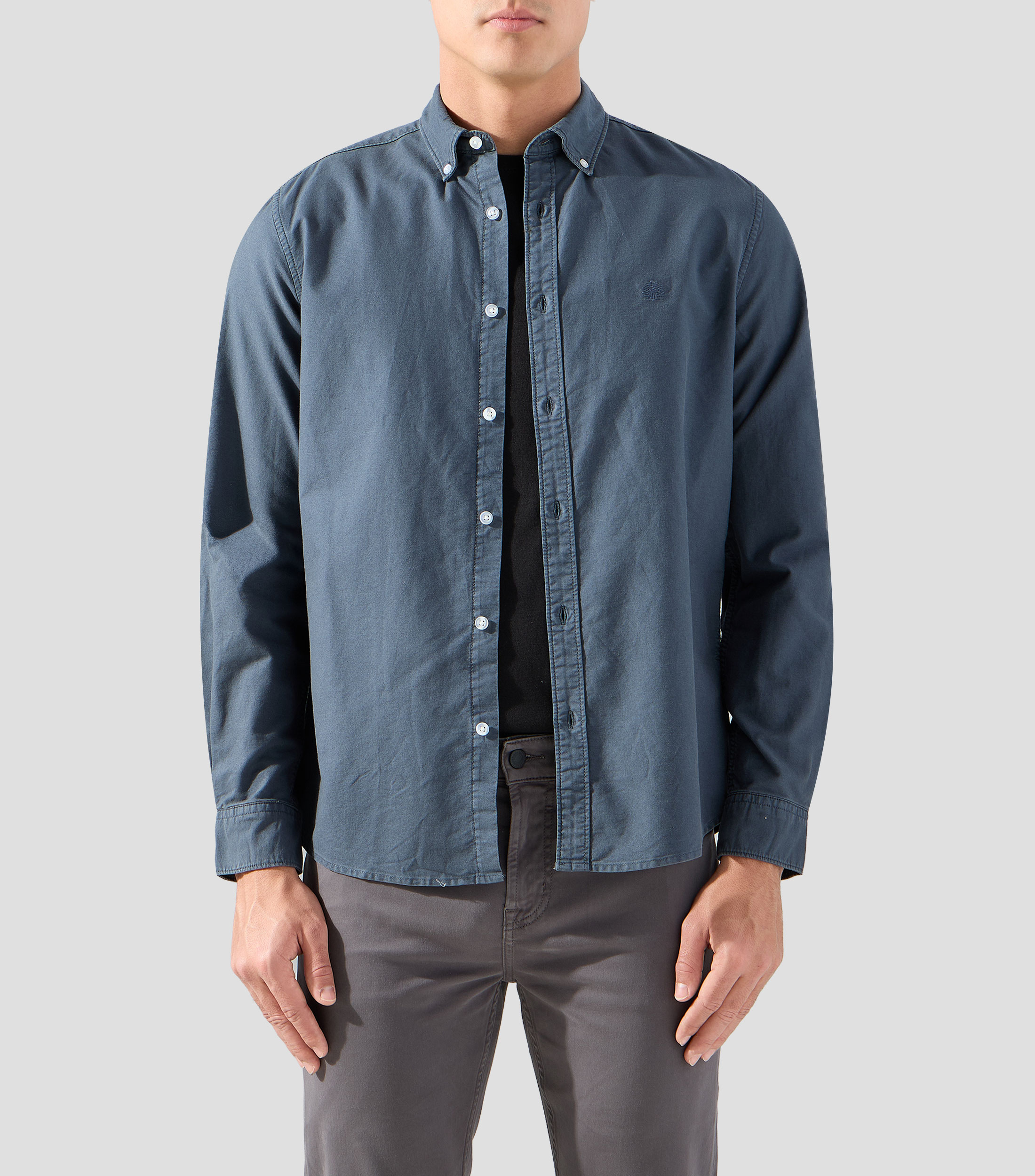 Camisa lisa manga larga Hombre